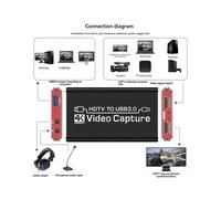 Carte de Capture Vidéo HD 4K 1080p Boîtier D'Enregistrement de Caméra HDTV Compatible avec USB 3.0 PC Enregistreur de Diffusion en Direct Grabber