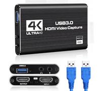 Carte de capture vidéo HDMI 4K USB 3.0, carte de capture audio vidéo avec sortie en boucle HDMI 4K, enregistrement 1080p 60fps/2K 30fps, compatible avec streaming, OBS, PS5, Switch, Xbox, appareil