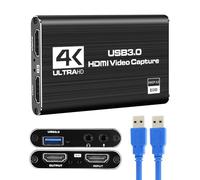 Carte de capture vidéo HDMI 4K - USB 3.0 - Full - HD 1080p 60 fps - Pour enregistrement en continu - PS5, Nintendo Switch, Xbox, caméra, PC, OBS