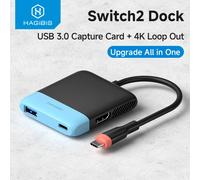 Carte de capture vidéo portable Hagibis Switch 2, station d'accueil TV pour Switch 1/2/OLED, hub de diffusion en direct pour jeux et ordinateur portable, compatible iPhone 17 Pro NS2 All in 1 Black Wh