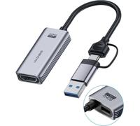 Carte de Capture Vidéo USB 3.0 avec 100W PDCâble HDMI vers USB A/C1080P@60fps YUY2/MJPEG MS2130Boîtier d`Acquisition pour Meta Quest 3,Switch,PS5,VR,Streaming et Enregistrement