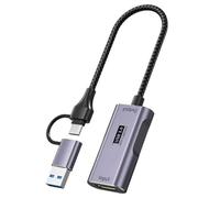 Carte de capture vidéo USB 3.0 en alliage d'aluminium 4 K 60 Hz HDTV vers type C Conversion en temps réel pour DSLR et enseignement en ligne Plusieurs appareils USB C Captures carte