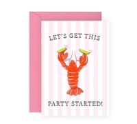 Carte de célébration hilarante - « Let's Get This Party Started! » - Cocktails de homard - Anniversaire, enterrement de vie de jeune fille ou jalons pour diplômés, étudiants, collègues, lui, elle