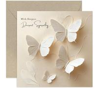 Carte de condoléances discrètes - Pas de carte 3D - Art papillon crème - Cartes élégantes pensées à vous pour les amis et la famille qui vivent la perte d'un être cher - Deuil, condoléances