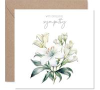 Carte de condoléances Lily pour homme et femme - Lys de condoléances les plus profondes - Cartes de deuil pour adultes, cartes de vœux de condoléances « Thinking of You » de 145 mm