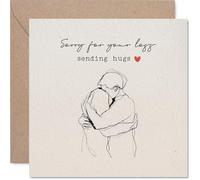 Carte de condoléances réconfortantes - Mots doux et câlins dans les moments difficiles - Couple de dessin au trait minimaliste avec cœur rouge - Carré de 145 mm, enveloppe incluse