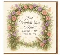 Carte de condoléances Thinking of You - Arche florale avec oiseaux et roses - Just Wanted You to Know You're in My Thoughts - Motif aquarelle pastel