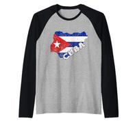 Carte de Cuba Heritage Cuban Pride Drapeau Cuban Racines Manche Raglan