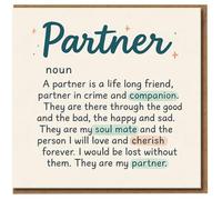 Carte de définition de partenaire - Poème de partenaire sincère dans le crime, compagnon et âme sœur - Carte d'amour romantique/d'anniversaire pour la Saint-Valentin ou juste parce que