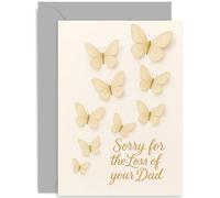 Carte de deuil de condoléances pour perte, cadeau « Sorry for the Loss of Your Dad », motif papillon réconfortant, pour la famille et les amis, pour les amis, collègues, famille, intérieur vierge avec