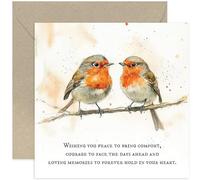 Carte de deuil rouge-gorge - Cadeau de condoléances « Loving Memories » pour les amis et la famille qui vivent la perte d'un être cher - Illustration aquarelle rouge-gorge - Intérieur vierge avec