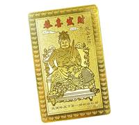 Carte de dieu chinois de la richesse - Carte dorée - Dieu chinois de la richesse Feng Shui - Carte talisman dorée, salon, chambre à coucher - Décoration pour famille