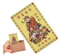 Carte de dieu chinois de la richesse | Carte traditionnelle portable en cuivre doré | Décoration dieu chinois de la richesse, pour voitures, sacs, tables à manger, maison, école, bureau, café
