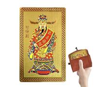Carte de Dieu chinois de la richesse | Décoration portable de bonheur en cuivre doré - Décoration du Nouvel An Chinois - Pour sac de voiture Table à manger Fenêtre de magasin Maison École Bureau Café