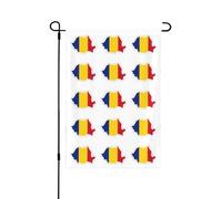 Carte de drapeau de la Roumanie - Drapeau de jardin d'automne double face - Décoration saisonnière durable pour cour avant de porche