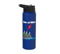 Carte de drapeau de l'île de Man pour amoureux des macareux Stainless Steel Insulated Water Bottle