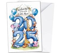 Carte de félicitations 2025 « Welcome to the World Little Man » - Bleu - Format A5