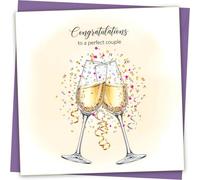 Carte de félicitations de mariage - Congratulations to the perfect Couple - Carte de fiançailles avec enveloppe violette