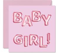 Carte de félicitations « It's a Beautiful Baby Girl » - Carte de félicitations pour nouveau-né - Cadeau de bienvenue au monde - 145 mm x 145 mm