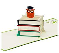 Carte de félicitations pour la remise des diplômes et l’examen - carte d'examen pop-up en 3D avec un hibou intelligent pour encourager et féliciter - carte pop-up pour les études et le médecin
