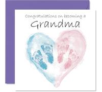 Carte de félicitations pour nouveau bébé unisexe pour grand-mère - Twins Congrats Becoming - Well Done Congratulations for New Grandma, 145 mm Welcome To The World