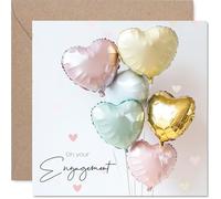 Carte de fiançailles pour couples - Ballons en forme de cœur - Cadeau de félicitations, carte de félicitations pour amis, famille, collègue, voisin, 145 mm