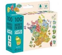 Carte de france magnetique 100 pieces aimantees pour tableau frigo - magnets en bois puzzle enfant - set jeu educatif et carte G