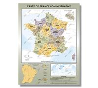 Carte de France Murale - Carte Administrative - Modèle Topaze - Affiche 60x80cm
