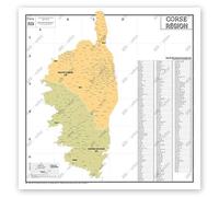 Carte de France Murale - Carte Administrative - Région Corse - Modèle Vintage - Poster plastifié Grand format 120x120CM