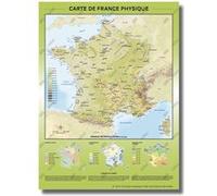 Carte de France Murale - Carte de France Physique : Relief et Hydrographie - Affiche 60x80cm