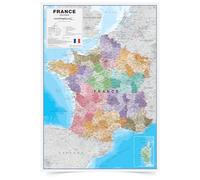 Carte de France Politique 84.1 x 118.9 cm - Poster les Régions & Départements Français Visités - Maps International + de 60 ans d'expérience dans la cartographie