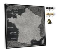 Carte de France sur toile avec tableau d'affichage en liège pour épingler les destinations - Tableaux de toile de carte de France de haute qualité de différentes tailles (60x60 cm Modèle 8)