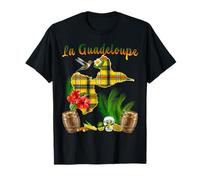 Carte de Guadeloupe Madras Colibri Hibiscus Et Rhum Antilles T-Shirt