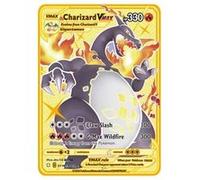 Carte de jeu en métal anglais pour Pokémon Charizard Vmax Noir Noir G