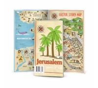 Carte de la Bible - Dépliant - Carte illustrée pour enfants, adolescents et adultes avec plus de 70 lieux populaires d'histoire biblique à Jérusalem et en Terre Sainte. Carte double face. S'étend