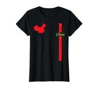 Carte de la Chine et Drapeau Patriotique de Voyage Graphique T-Shirt Graphique avec Valeur