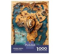 Carte de la Faune Africaine 1000 Pièces Coffret Puzzle Puzzle Adultes Carton Recy fi Éducatif, Jeu À La Maison, Super Idée Cadeau pour Tous Les Fans 52x38cm/1000pcs