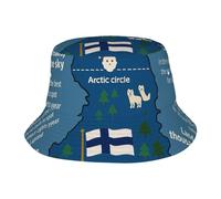 Carte de la Finlande avec divers motifs imprimés légers et élégants Chapeau de soleil contre la lumière du soleil Casquette de plage Camping Noir