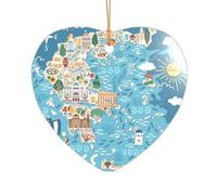 Carte de la Grèce - Cadeau de mariage personnalisé - Décoration de Noël en acrylique pour jeunes mariés et couples