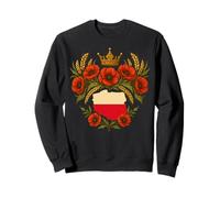 Carte de la Pologne Coquelicots Couronne Polska Art Patriotique Sweatshirt
