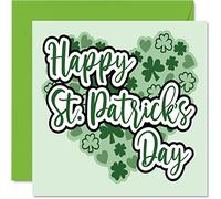 Carte de la Saint-Patrick avec inscription Happy St Patrick - Cartes irlandaises avec cœurs et trèfle pour meilleur ami, mari, épouse, frère, sœur ou partenaire, 145 mm Paddys