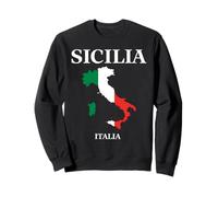 Carte de la Sicile Italie Drapeau Italien Couleurs Pride Heritage Sweatshirt