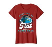 Carte de la Terre Plate, Le Monde est Plat, Terre Plate, Une Fois Que Vous Allez à Plat T-Shirt, Femme, Canneberge, S