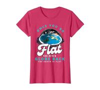 Carte de la Terre Plate, Le Monde est Plat, Terre Plate, Une Fois Que Vous Allez à Plat T-Shirt, Femme, Rouge Chiné, XL