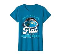 Carte de la Terre Plate, Le Monde est Plat, Terre Plate, Une Fois Que Vous Allez à Plat T-Shirt, Femme, Saphir, S