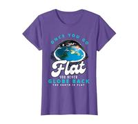 Carte de la Terre Plate, Le Monde est Plat, Terre Plate, Une Fois Que Vous Allez à Plat T-Shirt, Femme, Violet Chiné, XXL