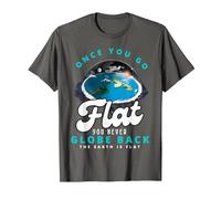 Carte de la Terre Plate, Le Monde est Plat, Terre Plate, Une Fois Que Vous Allez à Plat T-Shirt, Homme, Asphalte, 3XL