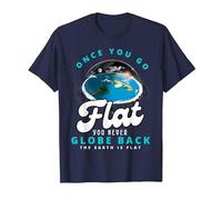 Carte de la Terre Plate, Le Monde est Plat, Terre Plate, Une Fois Que Vous Allez à Plat T-Shirt, Homme, Bleu Marine, 4XL