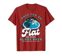 Carte de la Terre Plate, Le Monde est Plat, Terre Plate, Une Fois Que Vous Allez à Plat T-Shirt, Homme, Canneberge, XL