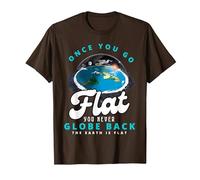 Carte de la Terre Plate, Le Monde est Plat, Terre Plate, Une Fois Que Vous Allez à Plat T-Shirt, Homme, Marron, S